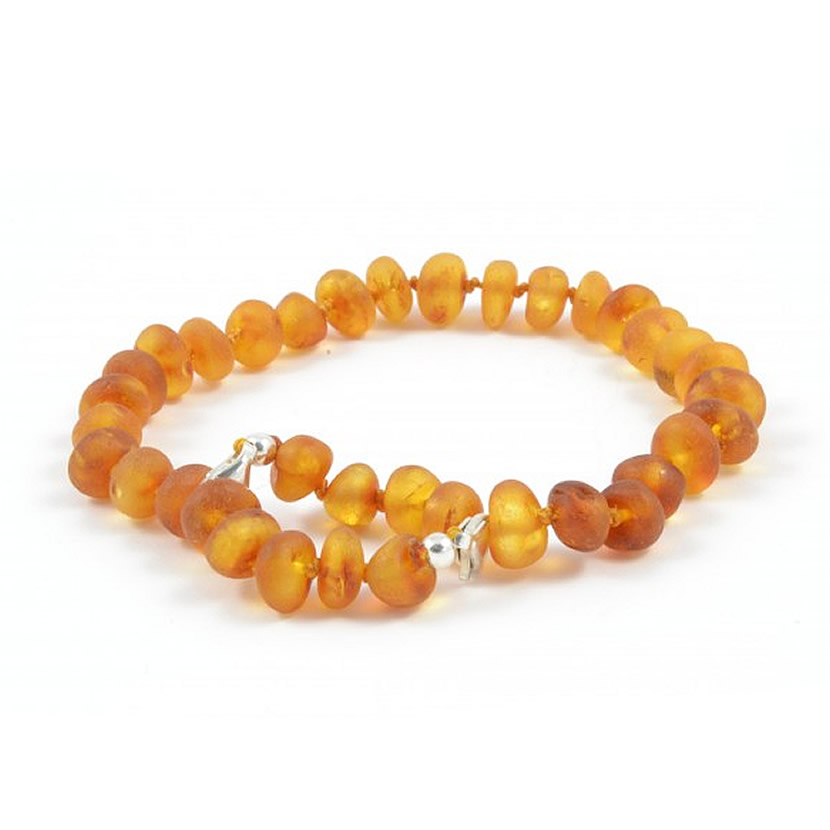 Knotted for Safety Hand-made From Raw/Certified Amber Beads , Rainbow Unpolished Baltic Amber Bracelet/Anklet for Children- Baltic Amber Land 4.7 inches 12 cm 