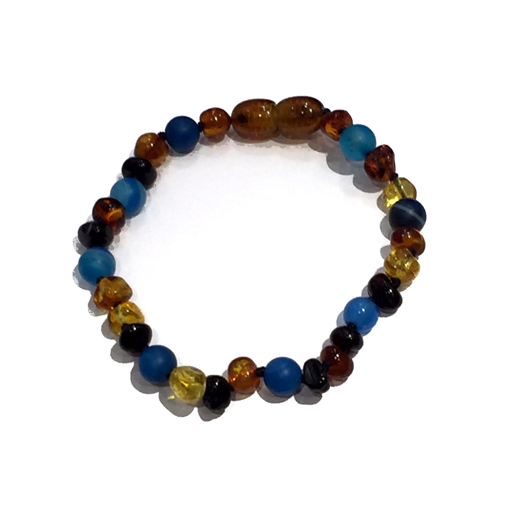 Amber and Semi Precious Stone Child Clasp Amber Anklet