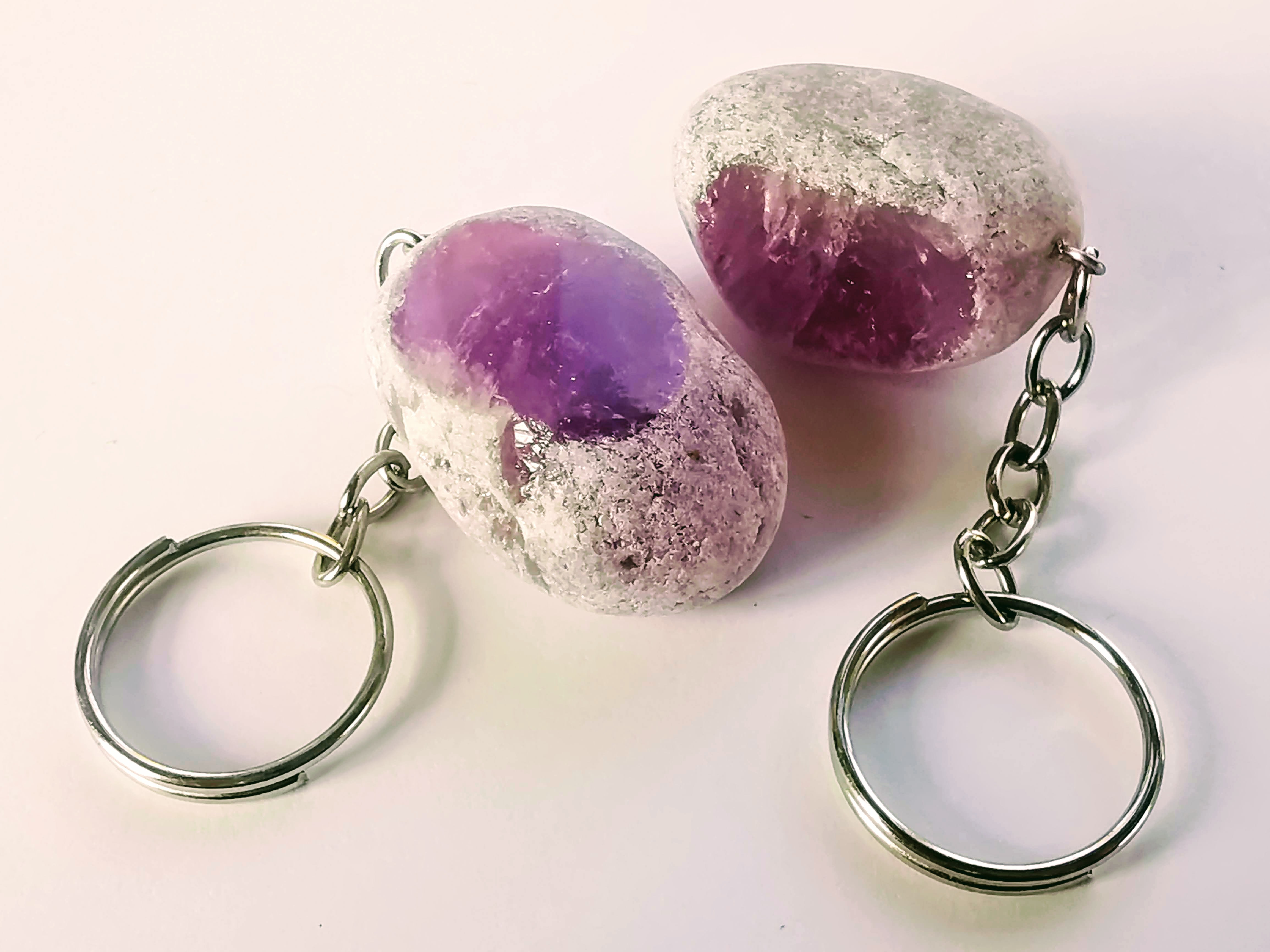 Amethyst Dragons Egg Crystal Keyring