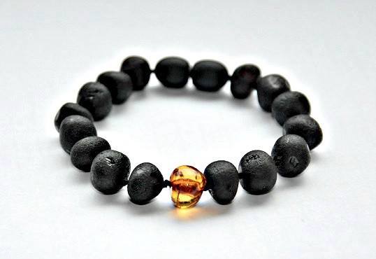 Unpolished dark cherry amber and honey adult bracelet