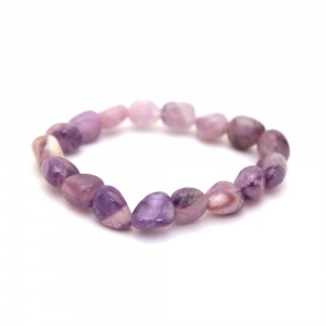 Amethyst Beads Elastic Bracelet Gemstones Silver Plated Chakra Unisex Stones Gift Jute Bag Uk Seller
